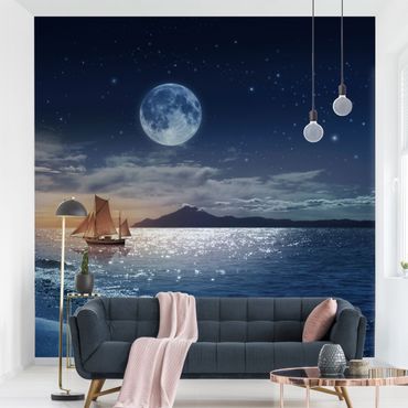 Mural de parede Moon Night Sea