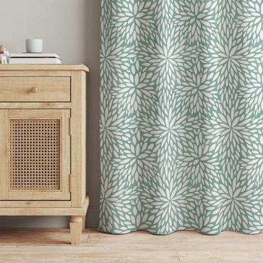 Cortinas Natural Pattern Flowers In Mint