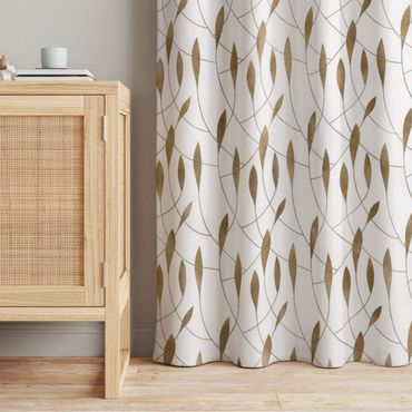 Cortinas Natural Pattern Sweeping Leaves In Gold