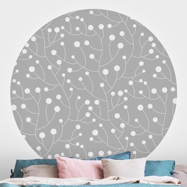 Papel de parede redondo Natural Pattern Growth With Dots On Grey