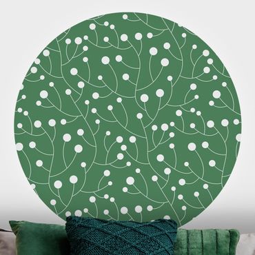 Papel de parede redondo Natural Pattern Growth With Dots On Green