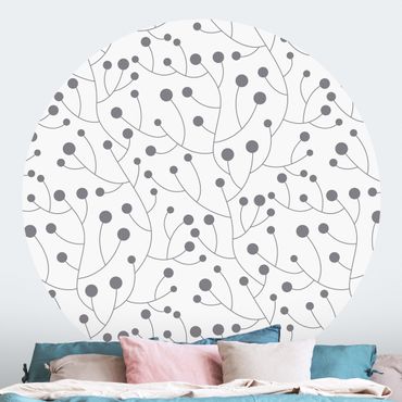 Papel de parede redondo Natural Pattern Growth With Dots Grey