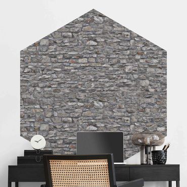 Papel de parede hexagonal Natural Stone Wallpaper Old Stone Wall