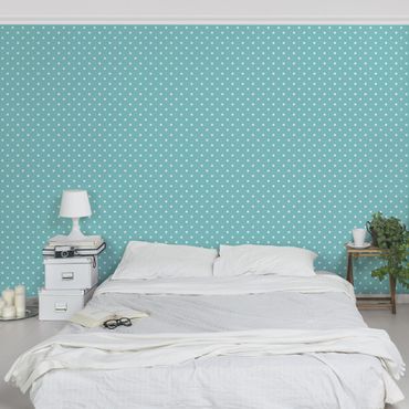 Papel de parede padrões No.YK55 White Dots On Turquoise