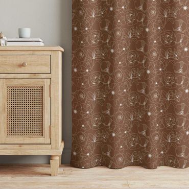 Cortinas Outline Flower Pattern - Fawn Brown