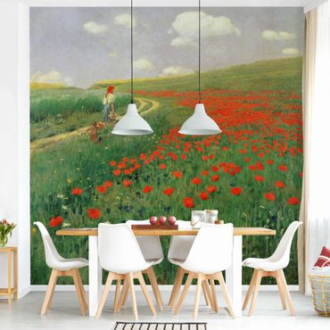 Mural de parede Pál Szinyei-Merse - Summer Landscape With A Blossoming Poppy