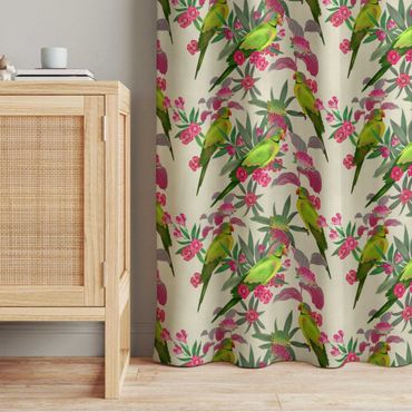 Cortinas Parrots And Flowers