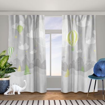 Cortinas Paris With Stars And Hot Air Balloon In Grey