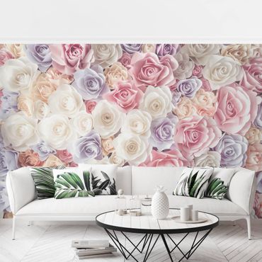 Mural de parede Pastel Paper Art Roses