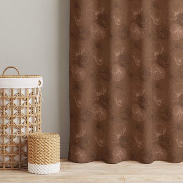Cortinas Peonies And Poppies - Fawn Brown
