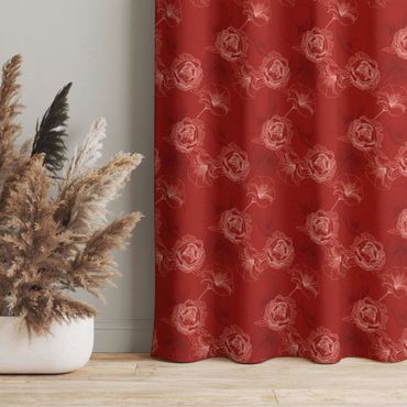 Cortinas Peonies And Poppies - Red