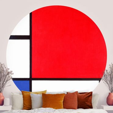 Papel de parede redondo Piet Mondrian - Composition With Red Blue Yellow