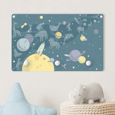Cabide de parede infantil Planets With Zodiac And Rockets