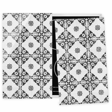 Tampa para fogão Portuguese Vintage Ceramic Tiles - Sintra Black And White