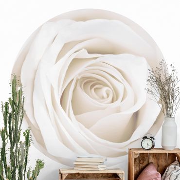 Papel de parede redondo Pretty White Rose