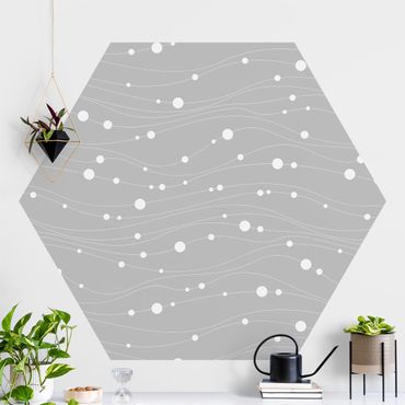 Papel de parede hexagonal Dots On Wave Pattern In Front Of Gray