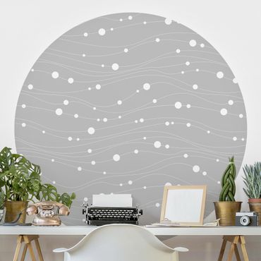 Papel de parede redondo Dots On Wave Pattern In Front Of Grey