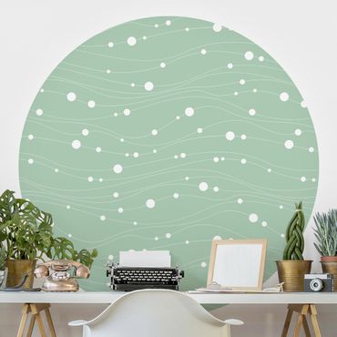 Papel de parede redondo Dots On Wave Pattern In Front Of Mint