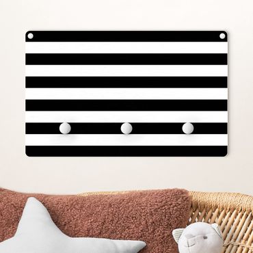 Cabide de parede infantil Horizontal Stripes Black And White