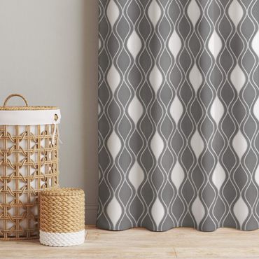 Cortinas Retro Pattern With Sparkling Drops In Anthracite