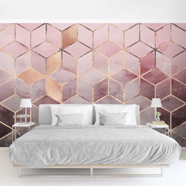 Papel de parede padrões Pink Grey Golden Geometry