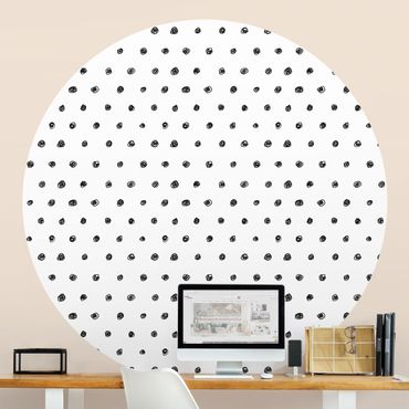 Papel de parede redondo Black Ink Dot Pattern