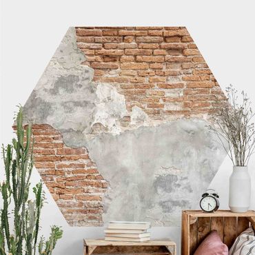 Papel de parede hexagonal Shabby Brick Wall