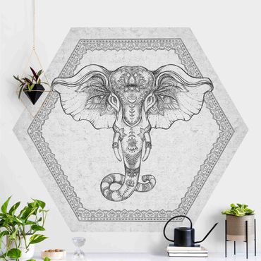 Papel de parede hexagonal Spiritual Elephant In Concrete Look