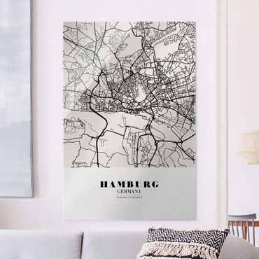 Quadros em vidro Hamburg City Map - Classic