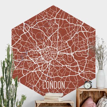 Papel de parede hexagonal City Map London - Retro