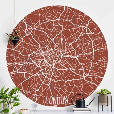 Papel de parede redondo City Map London - Retro