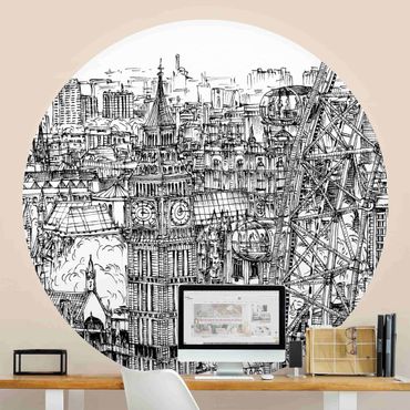 Papel de parede redondo City Study - London Eye
