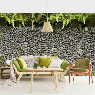 Mural de parede Stone Wall With Plants