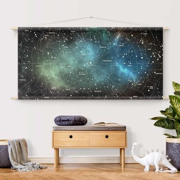 Tapeçaria de parede Stellar Constellation Map Galactic Nebula