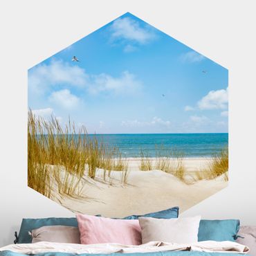 Papel de parede hexagonal Beach On The North Sea