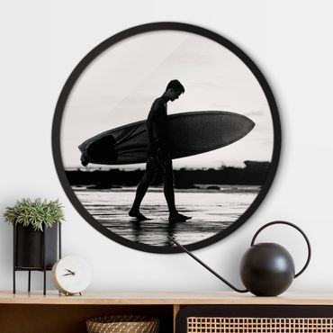 Quadros com moldura Shadow Surfer Boy In Profile