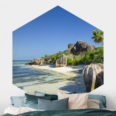 Papel de parede hexagonal Dream Beach Seychelles