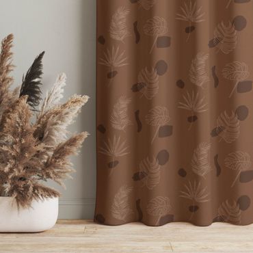 Cortinas Tropical Leaf Pattern - Fawn Brown