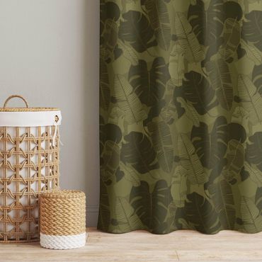 Cortinas Tropical Leaf Mix - Olive Green