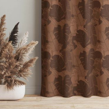Cortinas Tropical Leaf Mix - Fawn Brown