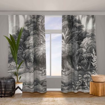 Cortinas Tropical Copperplate Engraving In Warm Grey