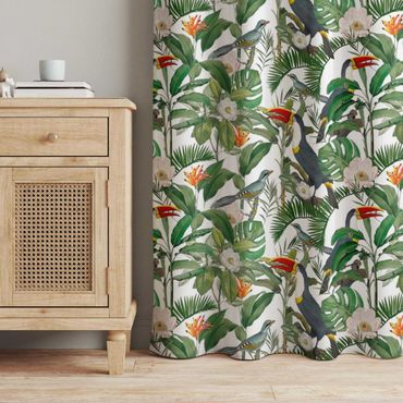 Cortinas Tropical Toucan With Monstera And Palm Leaves