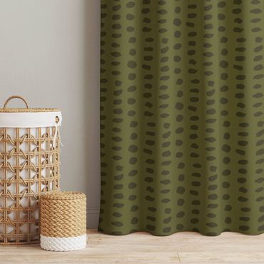 Cortinas Unequal Dots Pattern - Olive Green