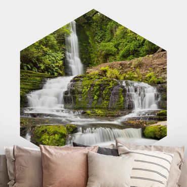 Papel de parede hexagonal Upper Mclean Falls In New Zealand