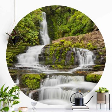 Papel de parede redondo Upper Mclean Falls In New Zealand