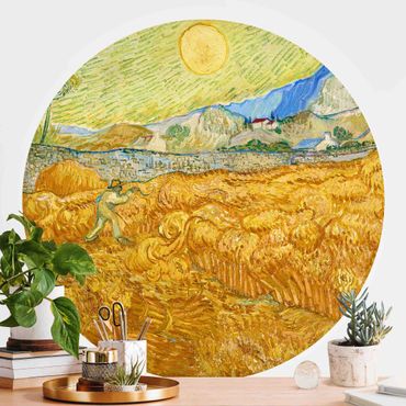 Papel de parede redondo Vincent Van Gogh - The Harvest, The Grain Field