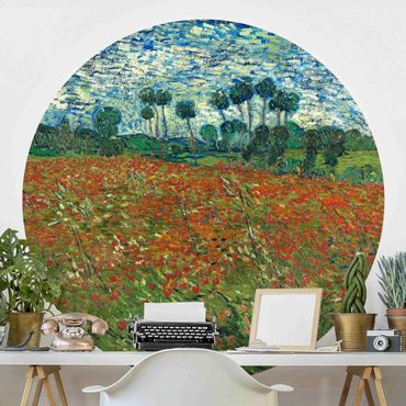 Papel de parede redondo Vincent Van Gogh - Poppy Field