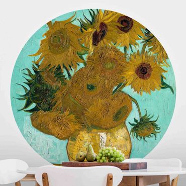 Papel de parede redondo Vincent van Gogh - Sunflowers