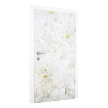 Papel de parede para porta Dahlias Sea Of Flowers White