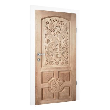 Papel de parede para porta Carved Asian Wooden Door From Thailand